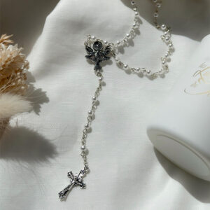Chapelet Grains Imitation Perles Gris
