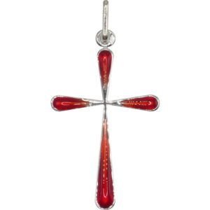 Croix Rouge Polie en Argent